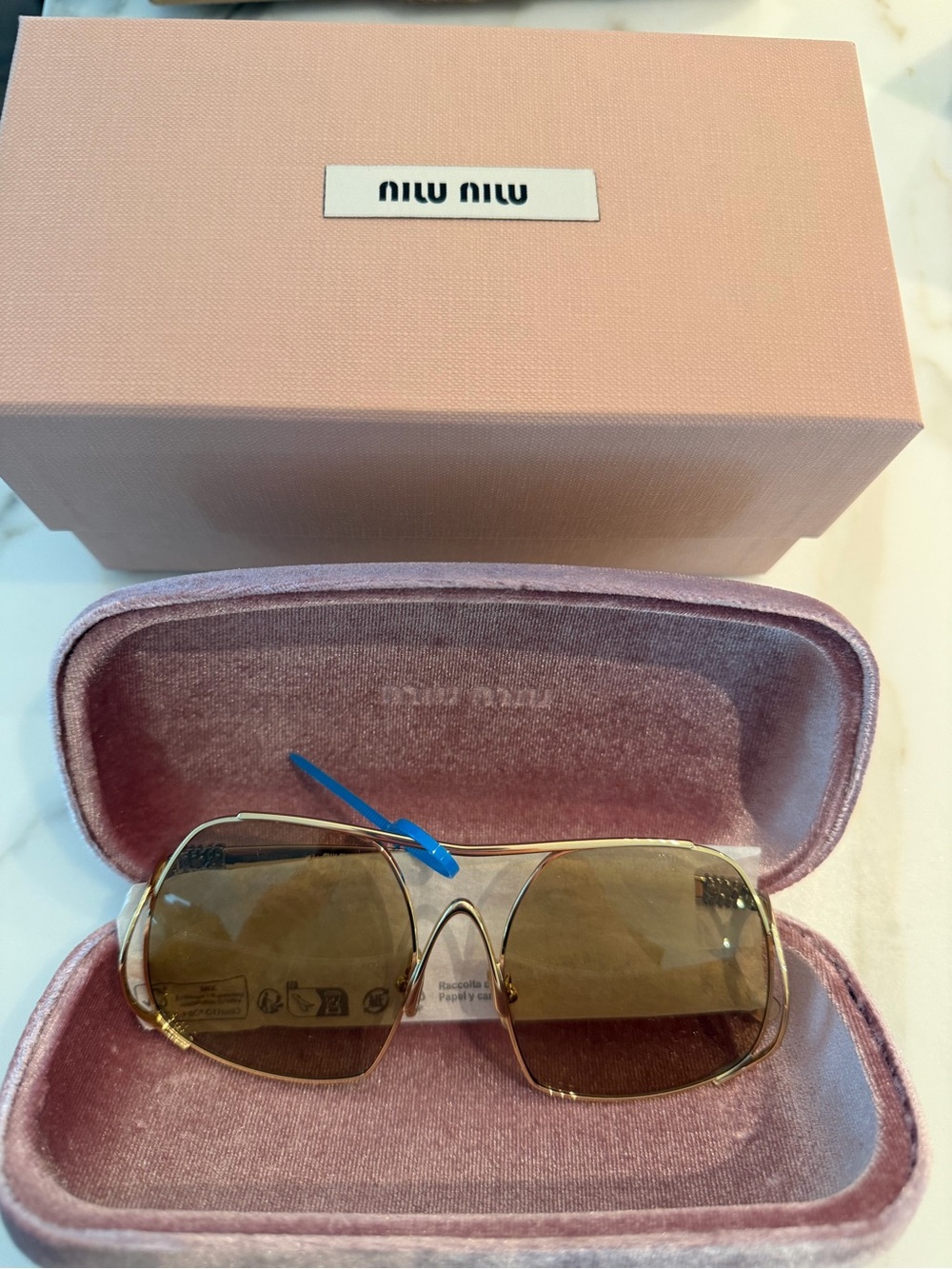 Miu Miu Women’s Gold Sunglasses NWT A55S 5AK10R